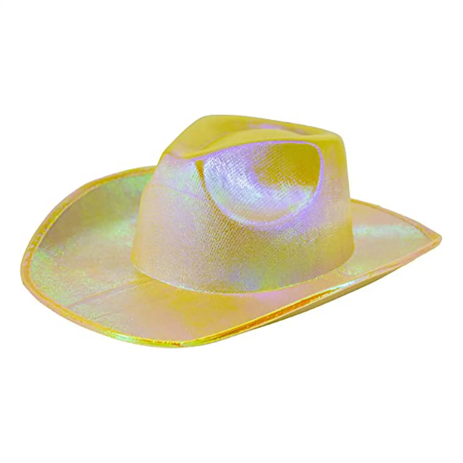 Cowgirl Party Hat for Women with Sparkly Glitter Holographic Shine Western Style Rave Costume Cap Carnival Disco Halloween Fancy