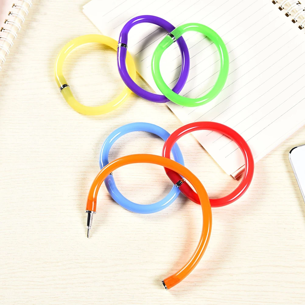 

10pcs Flexible Bright Color Bracelet Ballpoint Pen For Kids Students Creative Stationery Bendable Wrist Pen Easy Carry Candy