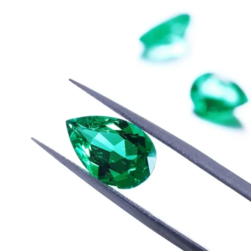 Top Lab Grown Pear Shape Columbia Emerald Hand-cut Gemstone VVS1 for Jewelry Rings Earrings Making with AGL Certificate