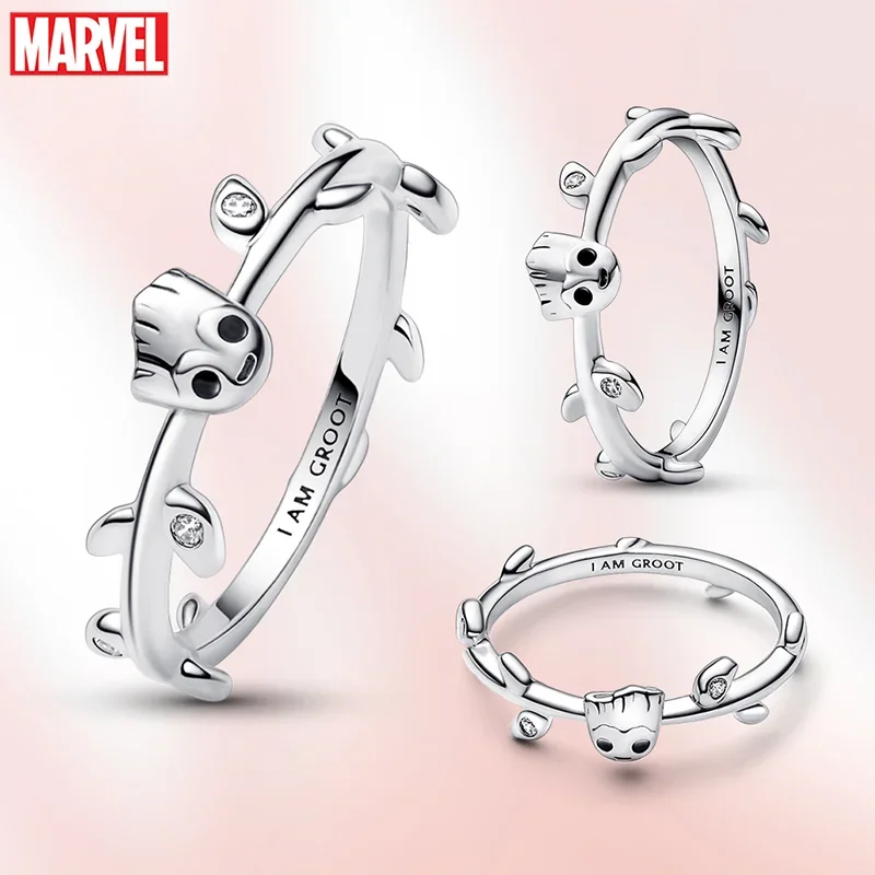 Marvel Avengers Groot Sterling Silver Ring Guardians of The Galaxy Groot Ring for Women Fashion Ring Silver Jewelry Gifts