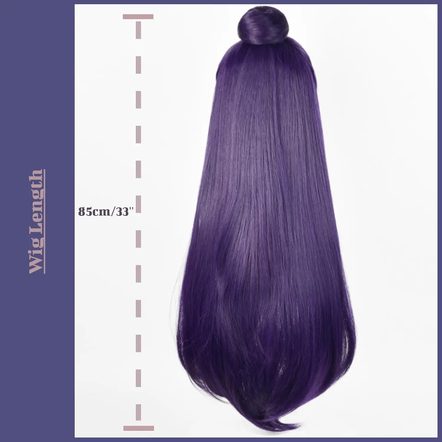 Jinshi شعر مستعار تأثيري طويل مستقيم أنيمي الأرجواني الداكن الباروكات مع الانفجارات وكعكة 33 ''الشعر الاصطناعية للجنسين أزياء الهالوين الطرف