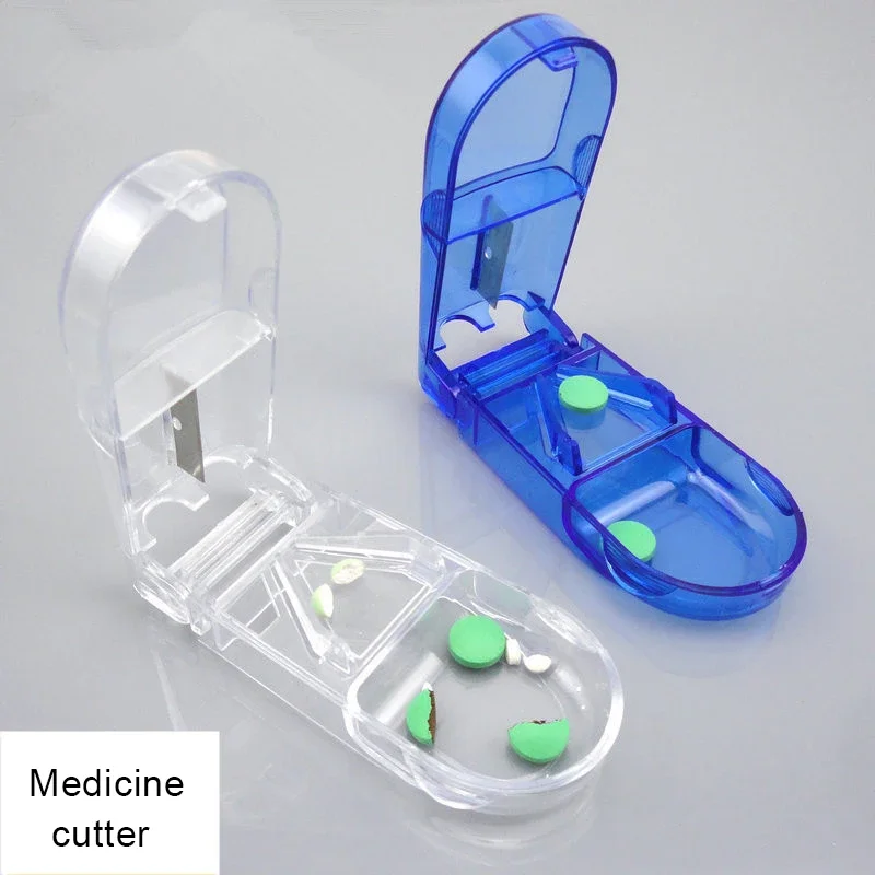 Pill Cutter Splitter Divide Medicine Organizer Drug Slicer Half Storage Compartment Box Medicine Tablet Storage Container