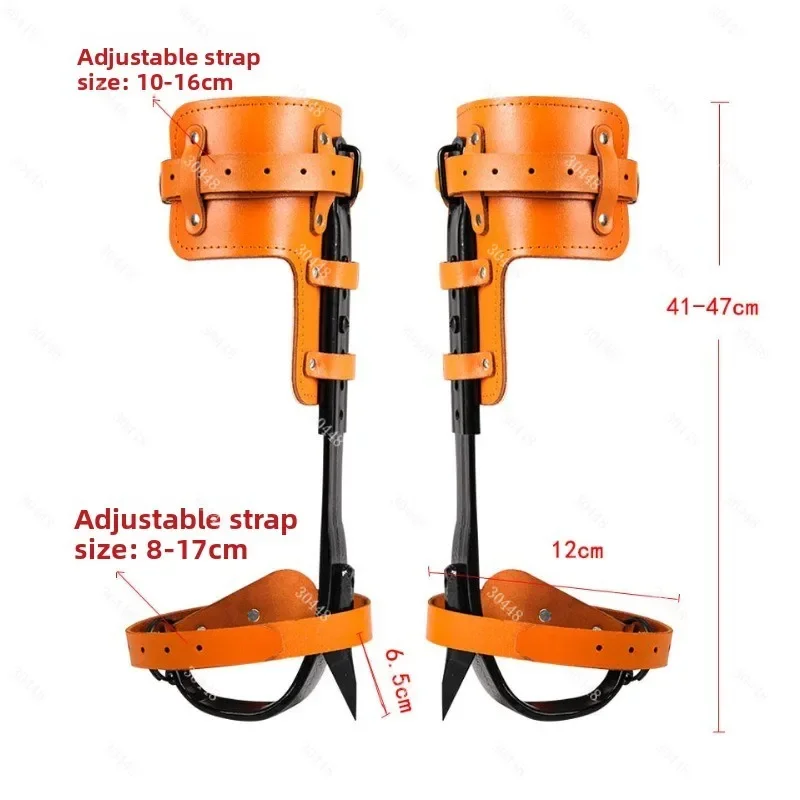 Forged Adjustable Tree Climbing Spikes Upright Large Hook Model for Fruit Picking and Wasp Catching with Iron Foot Straps