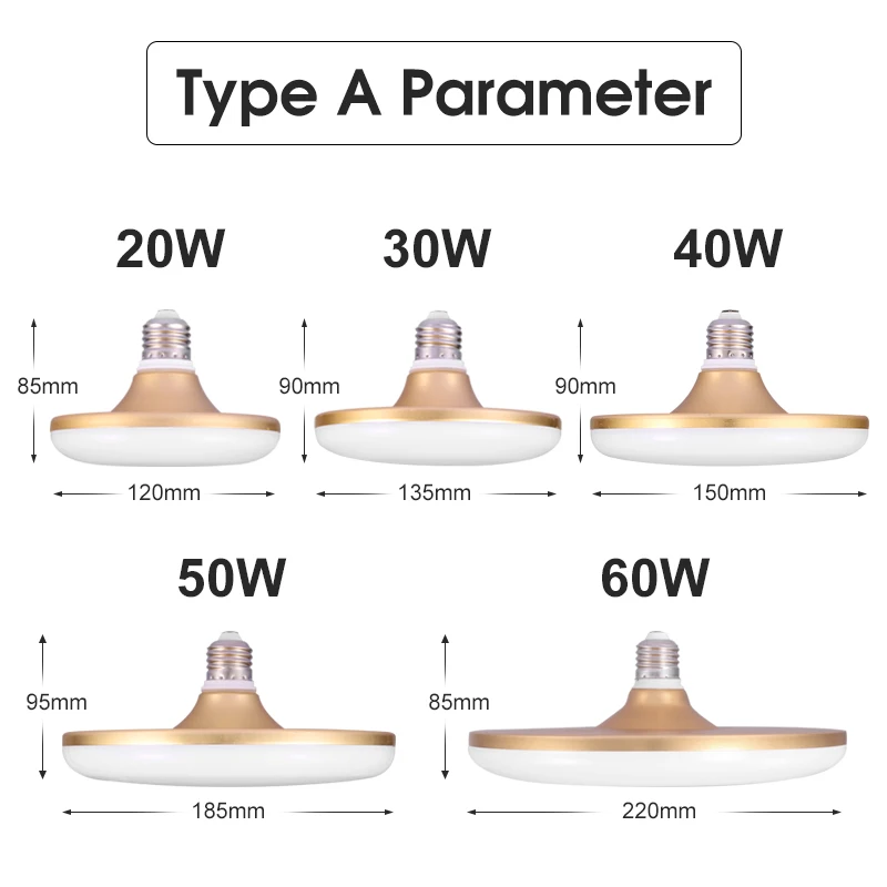 Imagem -05 - Lâmpadas Led Ufo E27 Lâmpada 15w 40 w 50 w 60w Lâmpada Led para Casa Cozinha Sala de Estar Lâmpada de Alta Potência