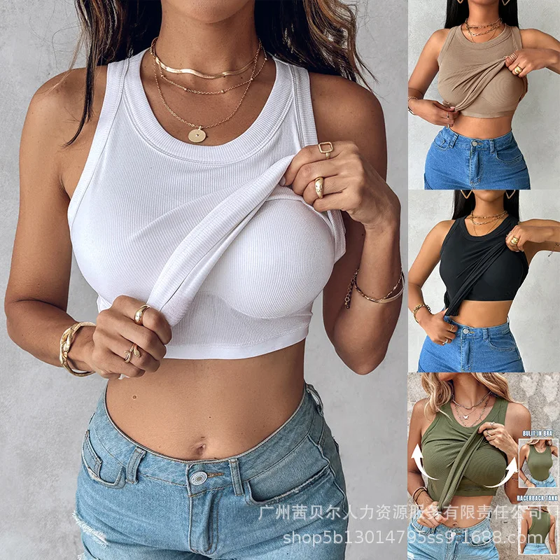 New Fashion Pit Strip Sleeveless Top and Chest Cotton Shirts for Women