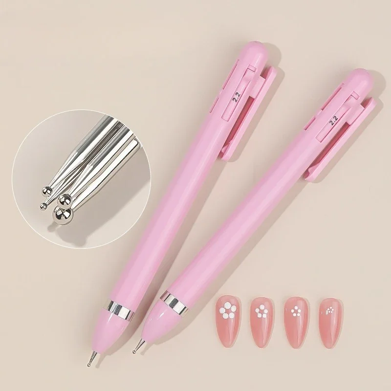 4 in 1 Nail Art Dotting Pen Paint Manicure Dotting French Line Drawing Rotatable Ballpoint Drill Pen Small and Big Pen Tools