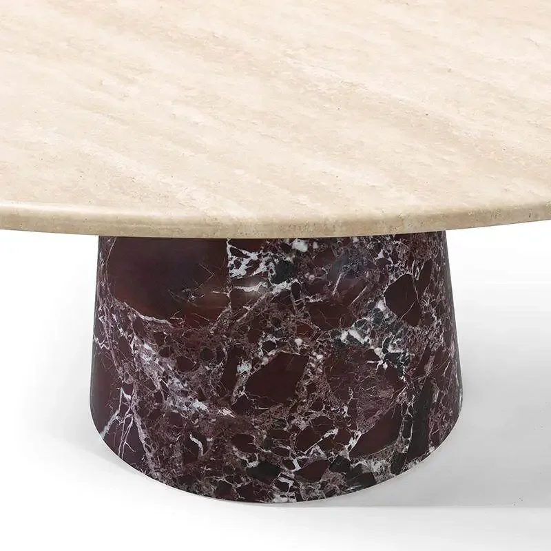 Italian light luxury travertine high-end round 1.8 meters hotel clubhouse high-end customized table