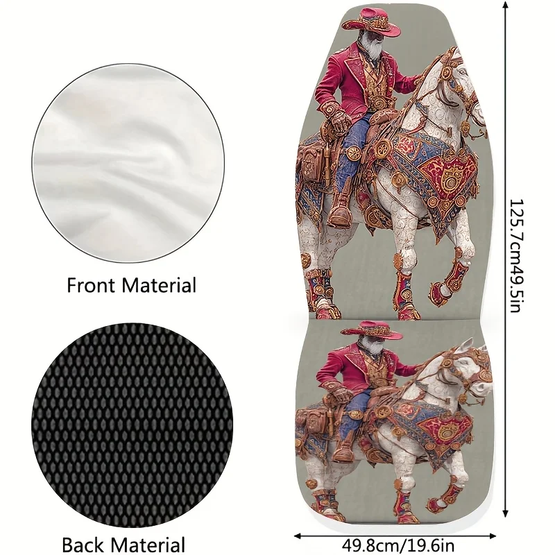 Set Of 2 Steam Knight Printed Car Seat Covers, Easy To Clean, Unisex Front Seat Protectors For Cars, Stylish Automotive Addition