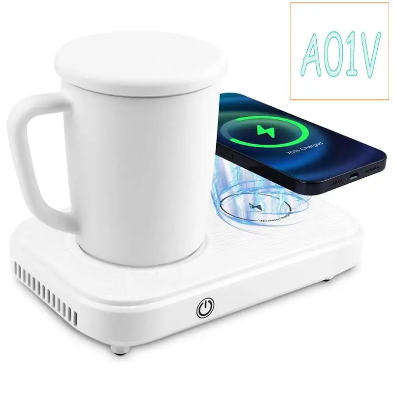 

A01V-3 In1 Smart Self Heated Refrigeration Coffee Mug Wireless Charger Base Thermostatic Coaster For Office Desk/Home