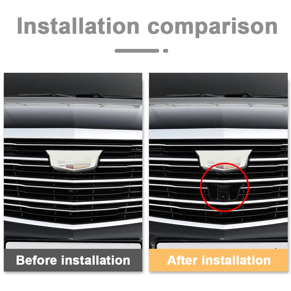 

TEENRAM for Cadillac 2016/2017/2018 XT5 Night Vision AHD 1080P 150° Car Front View Camera Fisheye Waterproof Parking Monitoring