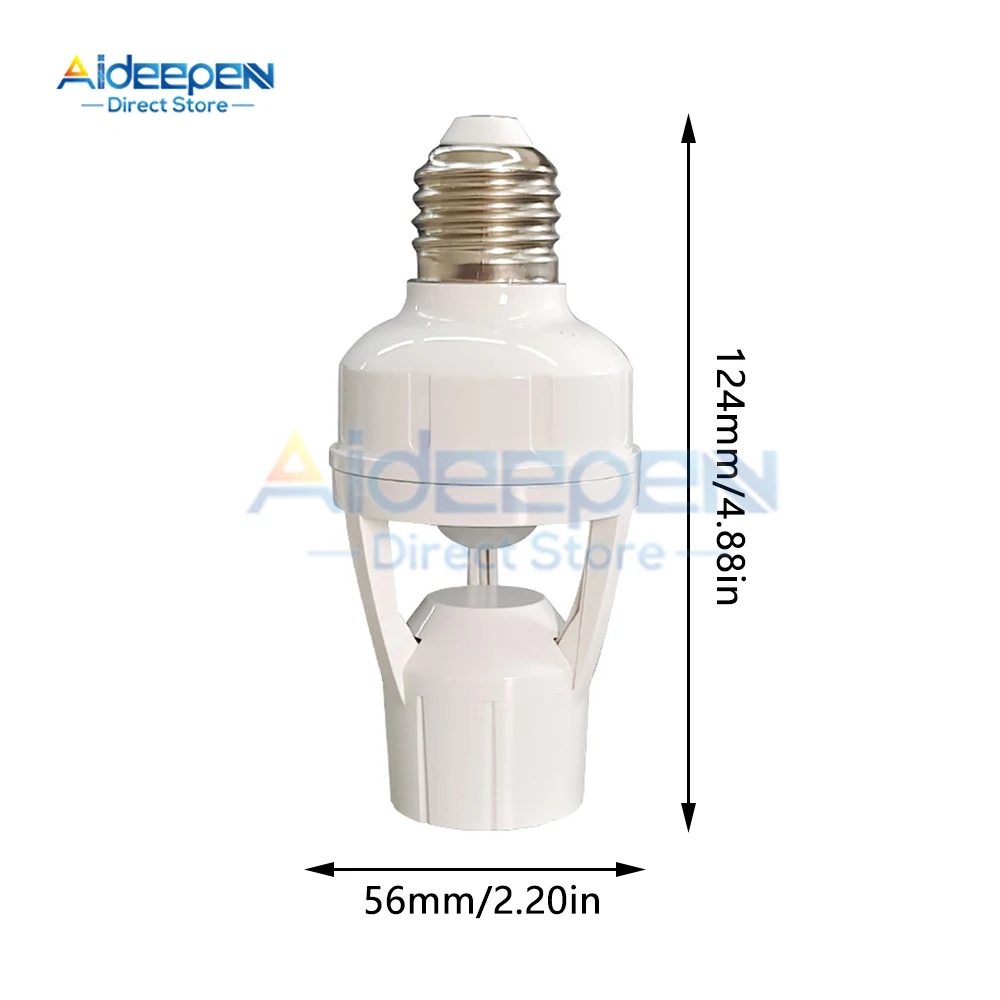 AC100-240V PIR indukcja człowieka czujnik ruchu podstawa gniazda LED lampka nocna E27 oprawka czas opóźnienia regulowany przełącznik E27 Adapter