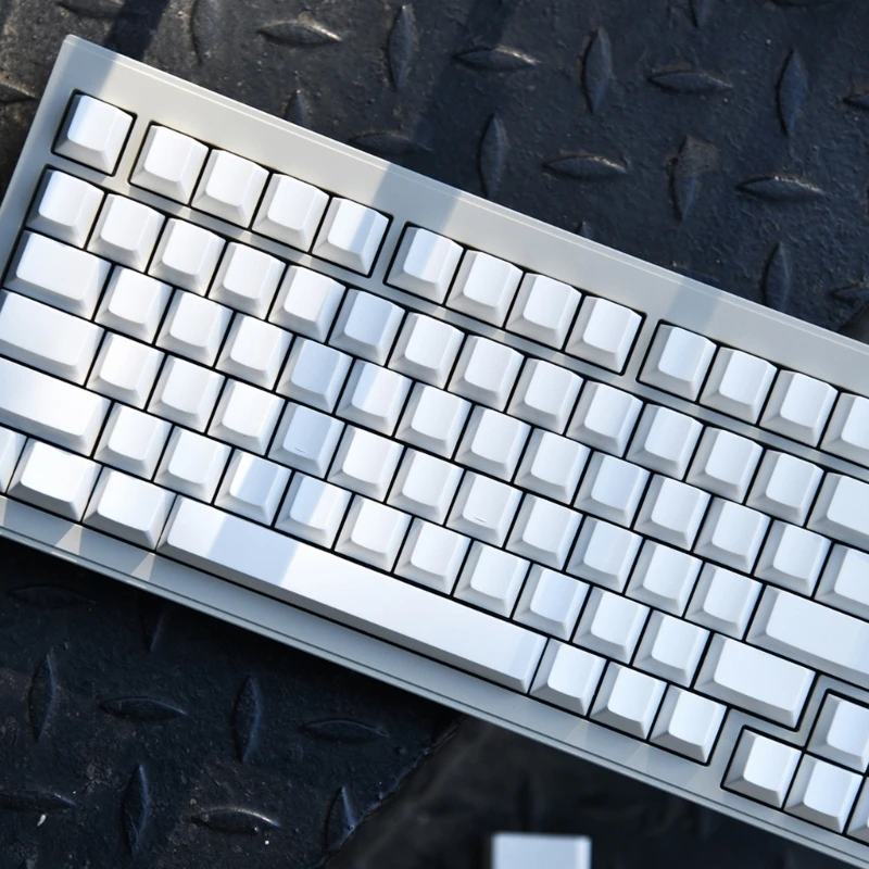 CherryProfile Blanko-Tastenkappen, dickes PBT DyeSub für 137 Tasten mechanische Tastatur, minimalistisches weißes