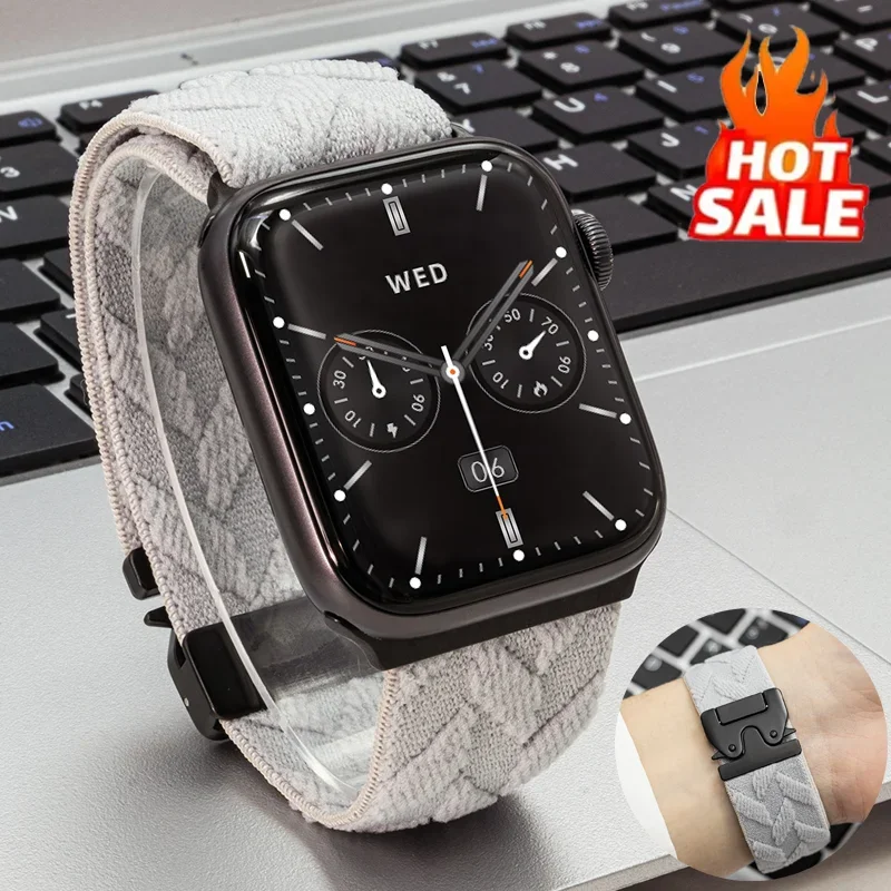 Нейлоновый ремешок для Apple Watch 10, 9, 8, 7, 6 se, эластичный ремешок с парашютом и принтом для умных часов iwatch 5, 4, 3, сменный браслет