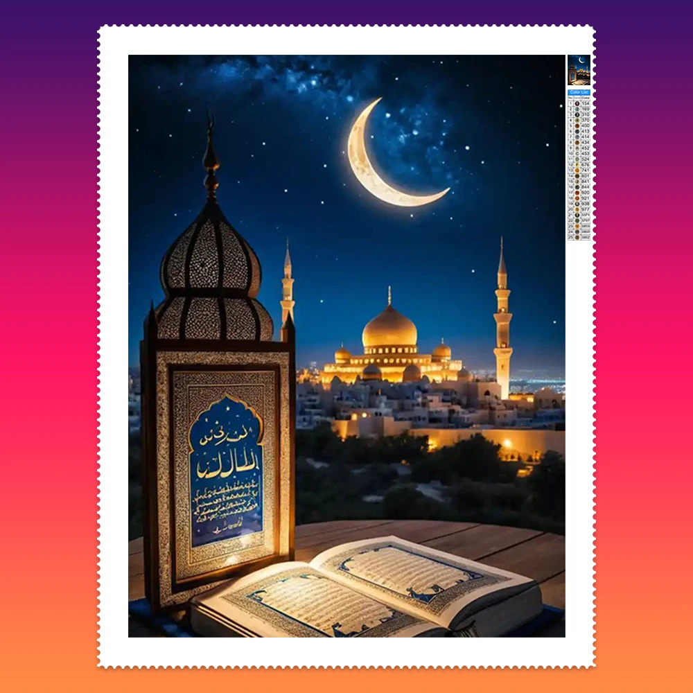 

DIY Декор Рамадана Алмазная картина Fisk Aqsa и изображения Луны 5D Алмазная вышивка Современный Настенный декор Декор комнаты Подарки