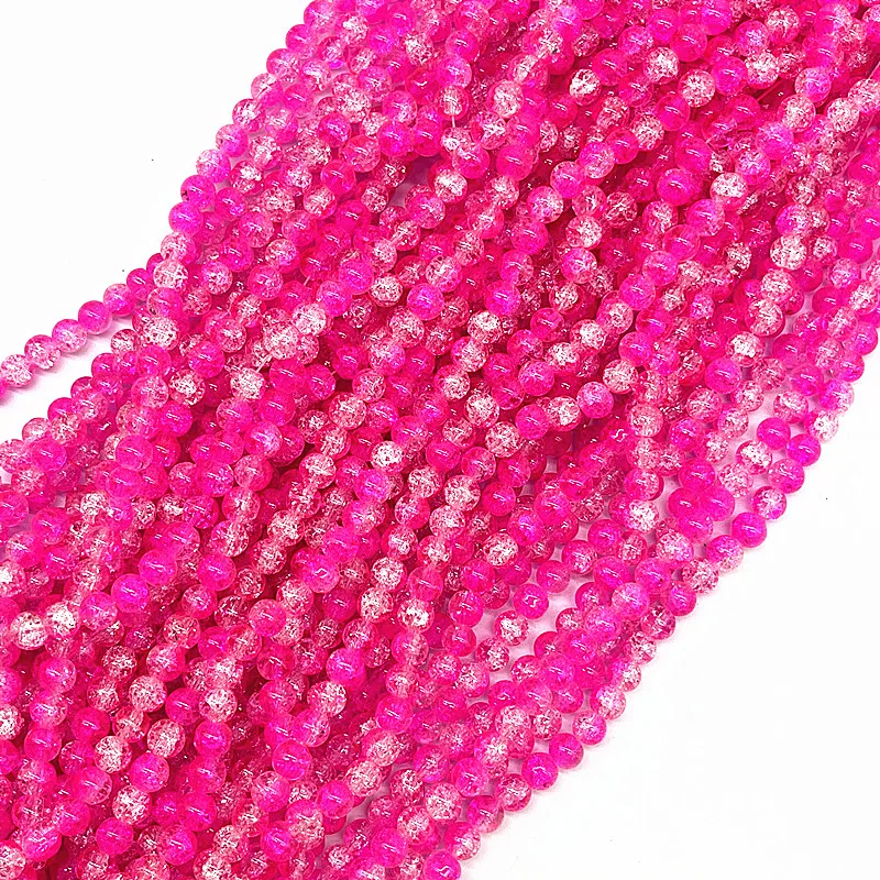 NEW 30pcs 8mm Colour Glass Crackle Beads Loose Spacer Beads for Jewelry Making Diy Handmade Bracelets Accessories