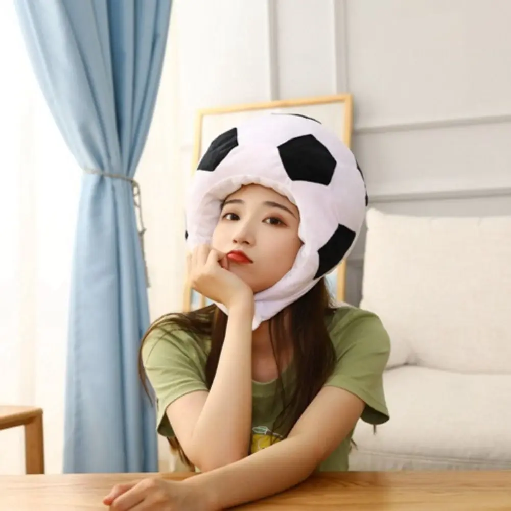 

Creative Funny Football Headgear Novelty Comfortable Cartoon Headgear Cap Unique Soft Plush Headgear Cosplay Costume