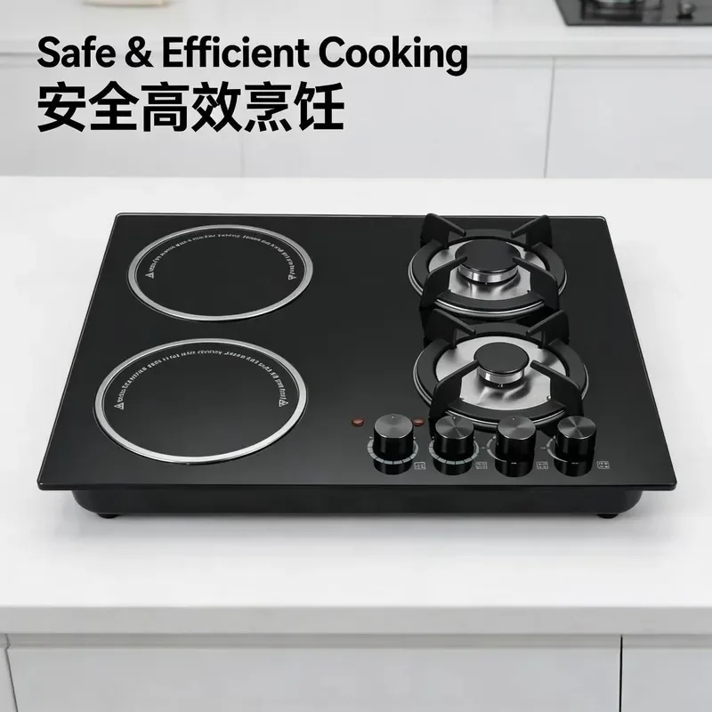 for Gas Stove Multi-head 2 Burner Gas 2 Electric Cooktop Dual Fuel Natural LPG Cross-border Export Kitchen Appliance
