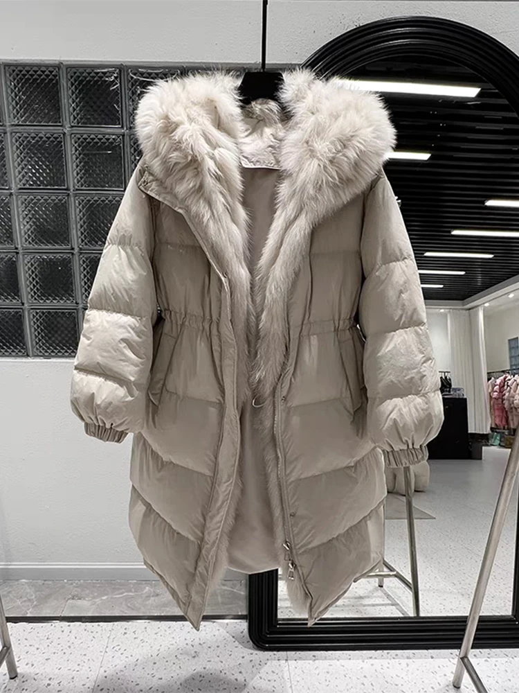 Women\'s White Faux Fur Parka Coat Warm Thicken Overcoat Harajuku Vintage Padded Coats 2000s Fashion Clothes 2024 Winter Autumn