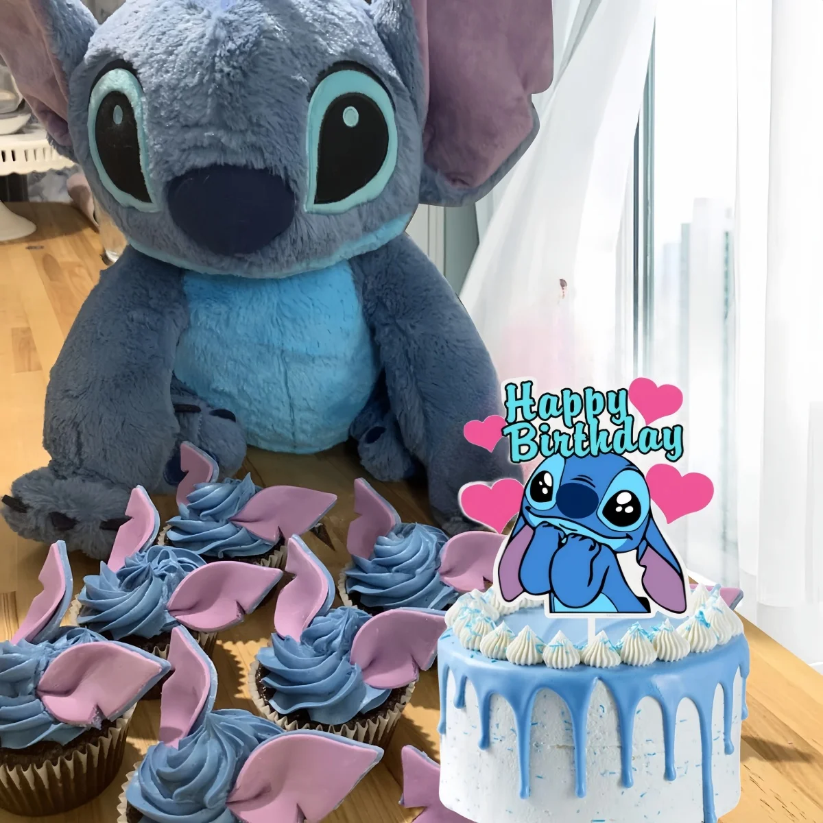 Disney Lilo Stitch Happy Birthday Cake Topper Party Decoration Stitch Cake Flag Decor Baby Shower Kids Gift Baking DIY Supplies