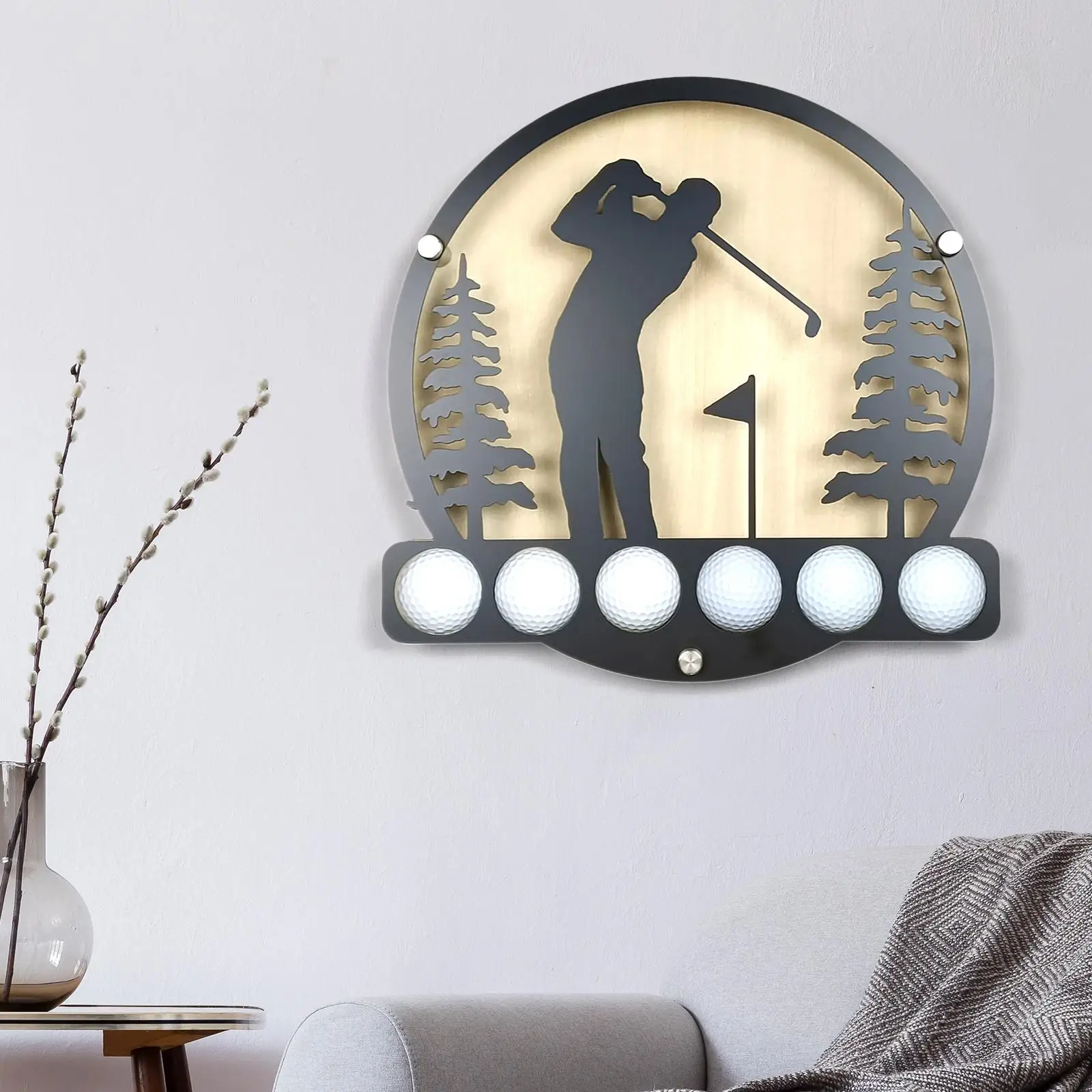 Golf Ball Holder Wall Mounted Display Rack Metal Shelf for Indoor Golf Stuff Organization and Home Sports Decor