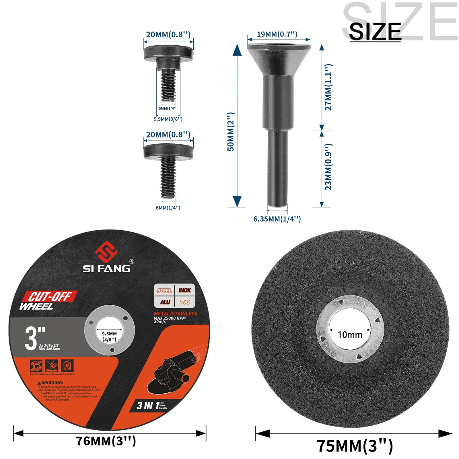 3インチ金属切断ディスク樹脂丸鋸刃研削サンディングディスクステンレス鋼PVC切断用/取り付けマンドレル付き