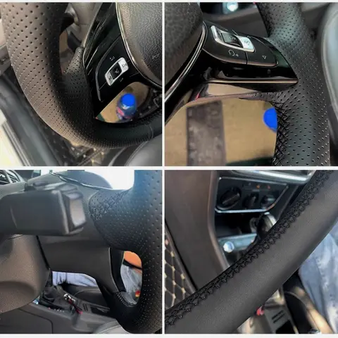 Car Steering Wheel Cover Hand-Sewn Genuine Leather For MG MG3 MG5 MG6 Navigation ZS HS GS 2017-2023 RX5 RX8 ZST ZSEV 2018-2023 8 best sales mg6 body kit - №6