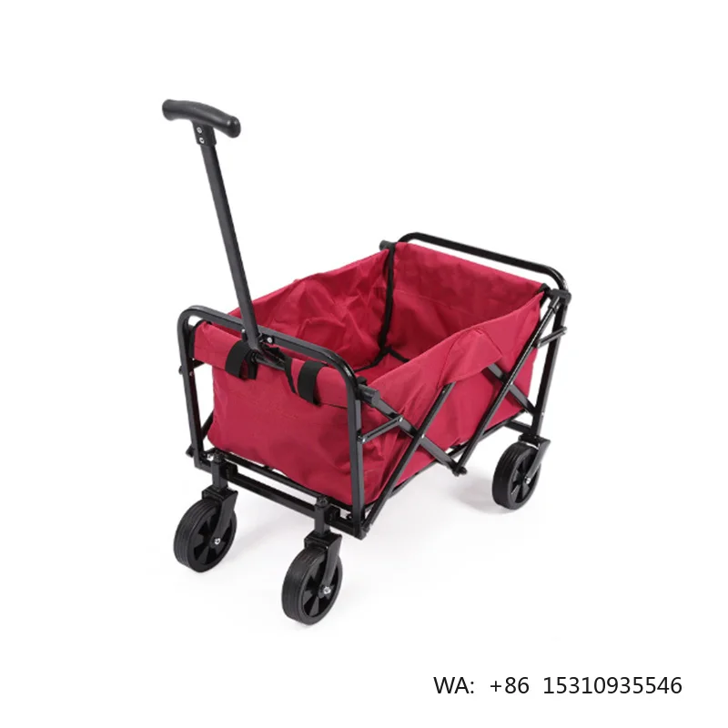 Lightweight 4.75kg Folding Camping Wagon ECW101, 73L 600D Polyester Utility Cart, Portable Outdoor Trolley with Wheels
