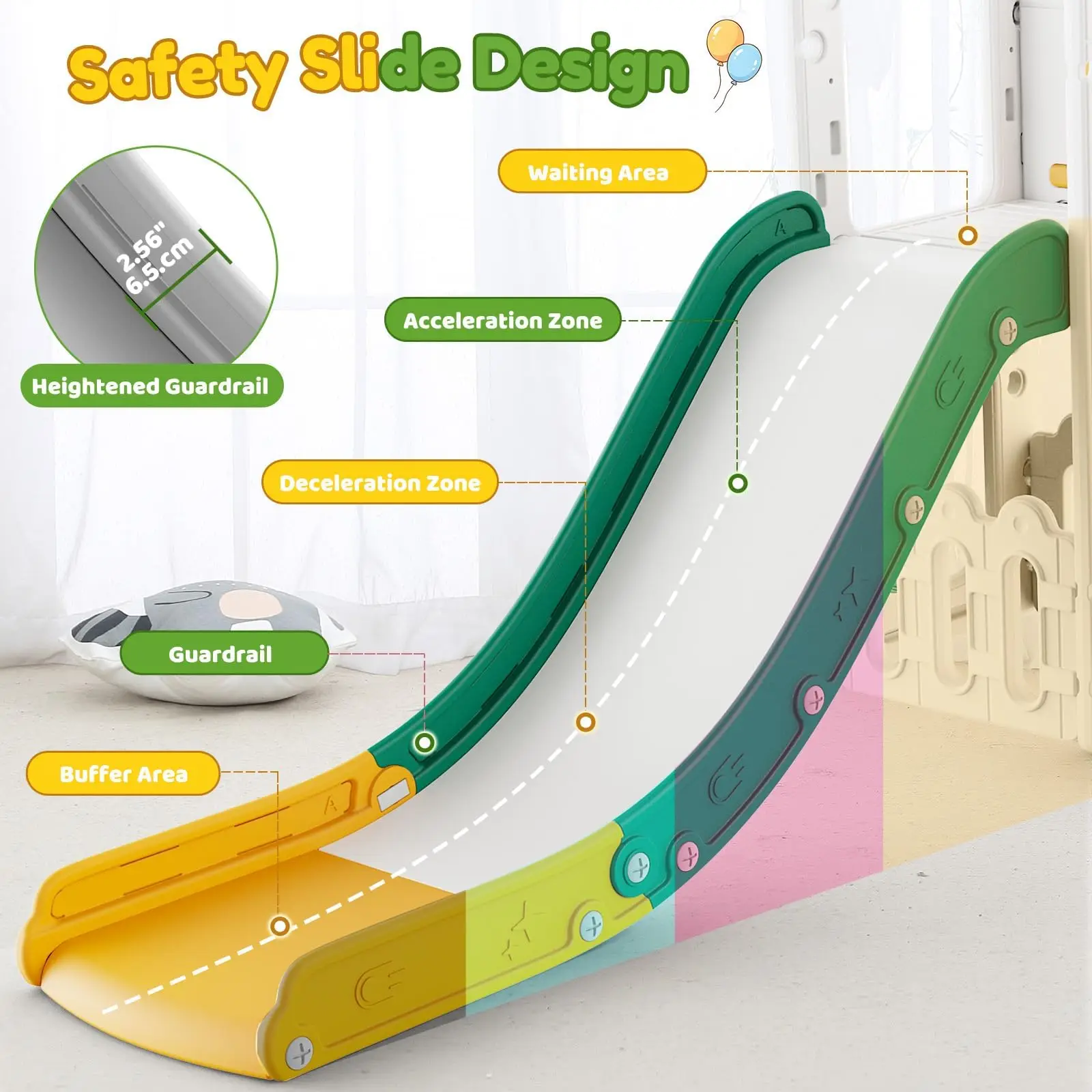 7 in 1 Toddler Slide And Swing Set Indoor Outdoor Kids Playground Climber Basketball Hoop Telescope Castle Playhouse For Ages 1+ view 5