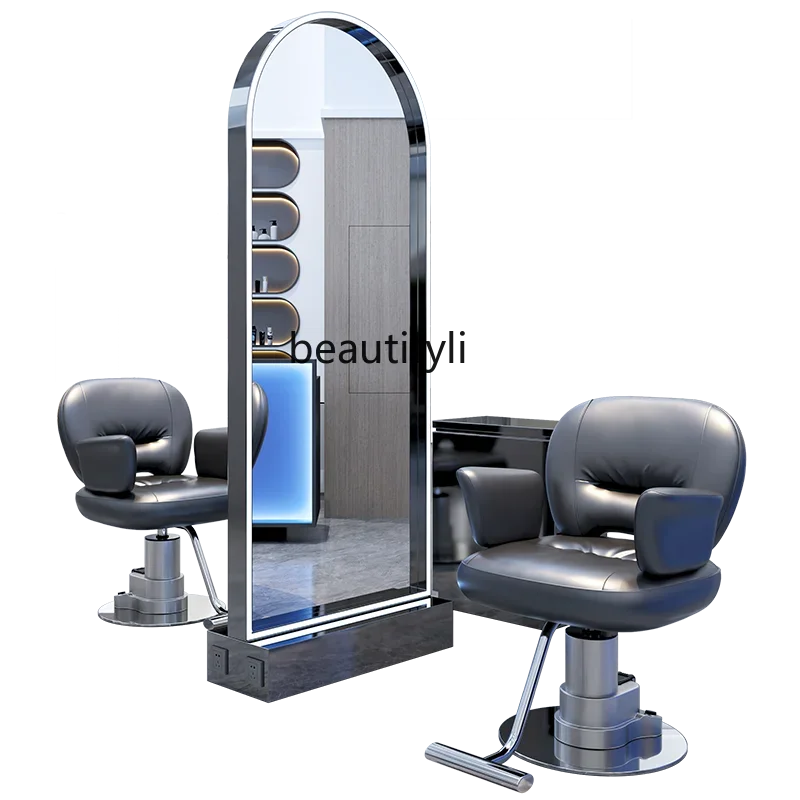 Barber shop mirror table Hair shop single and double-sided floor mirror Hair salon special hair cutting mirror