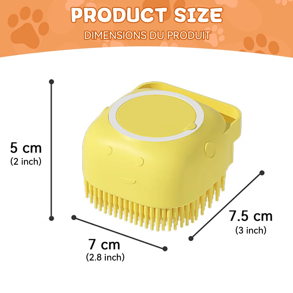 Dog Bath Brush with Shampoo Dispenser, Pet Grooming Tool