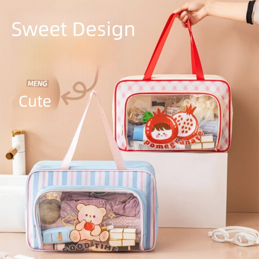 

Large Capacity Transparent Fitness Bag Dry Wet Separation Cartoon Swimming Storage Bag Lightweight Portable Beach Handbag Women