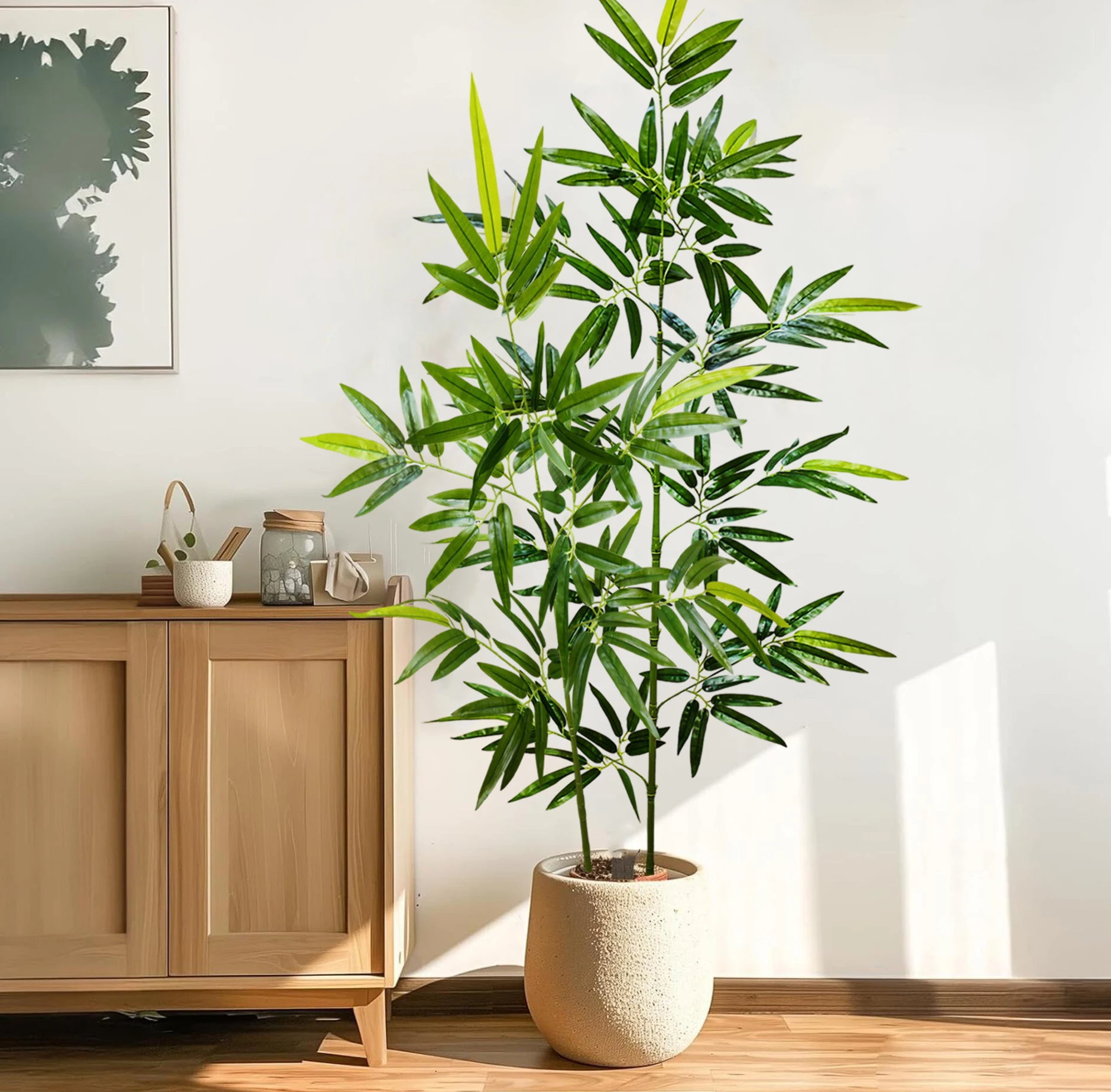 120-240cm/94,4in Künstliche Bambus- und Monstera-Pflanzen, Künstliche Palmen, Hohe Grünpflanzen, Geeignet für Zuhause, Garten und Zimmer – Detail 18