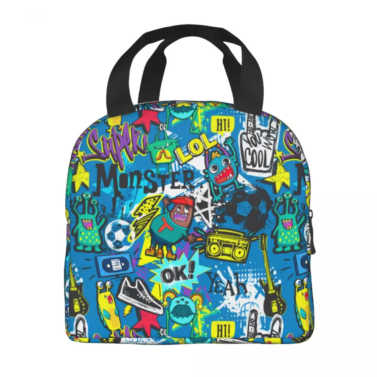 Custom Graffiti Art Inkjet Spray Hip Hop Pattern Insulated Lunch Bag for Women Thermal Cooler Lunch Tote Kids School Children