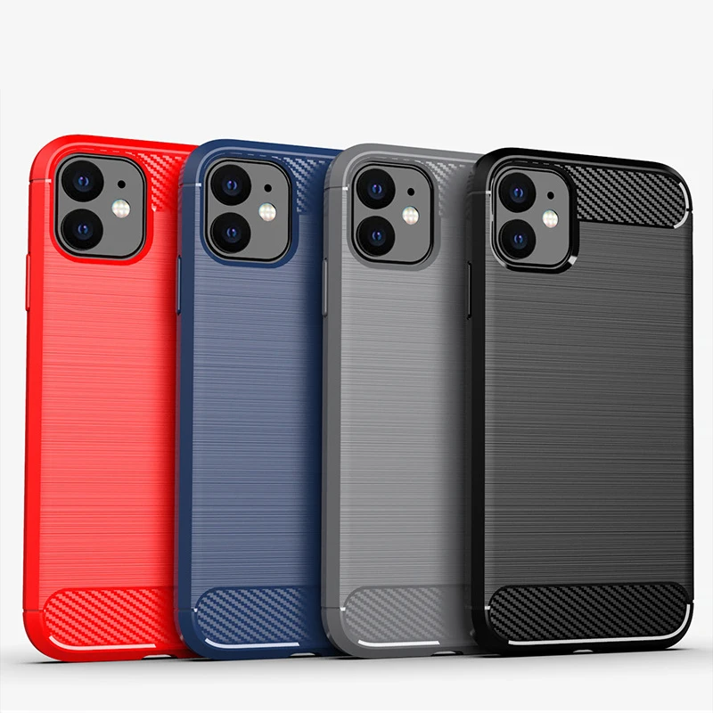 Capa de carbono luxuosa para iphone 11 x xr xs, capa de silicone à prova de choque para iphone 11 pro max 6 6s 7 8 plus se 2020 funda capa