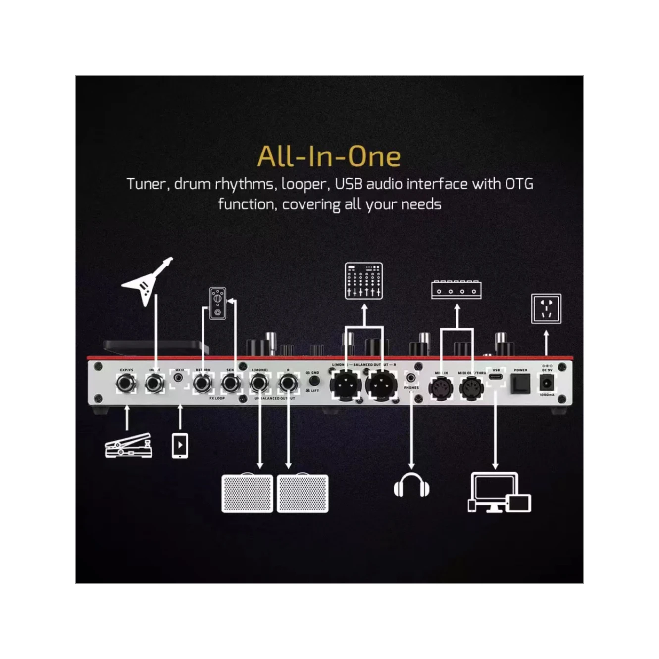 Pedales multiefectos Valeton GP 200R/GP-200R/GP200/GP 200 R, procesador de guitarra, Pedal de efectos de guitarra eléctrica, multiefecto para escenario