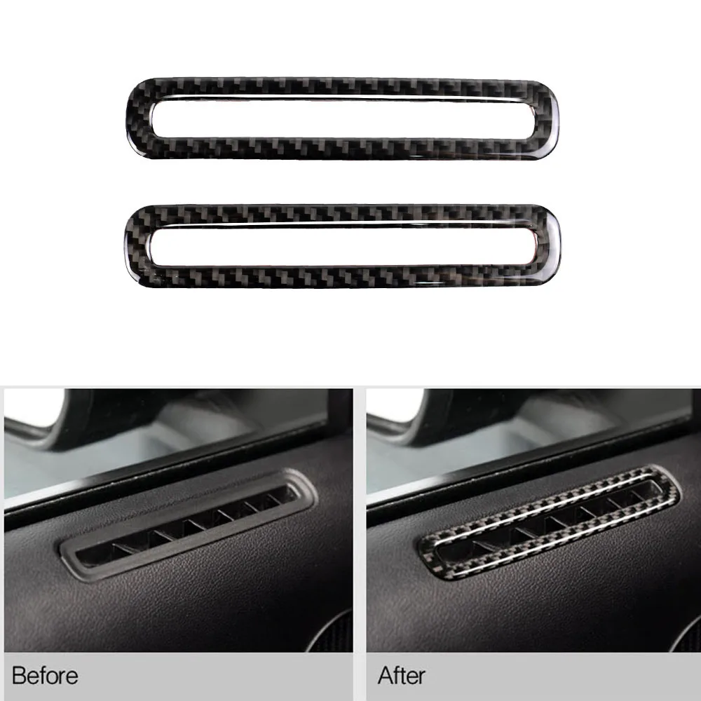 Carbon Fiber Car Door Air Condition Vent Cover Trim Sticker For Ford Mustang 2015-2017