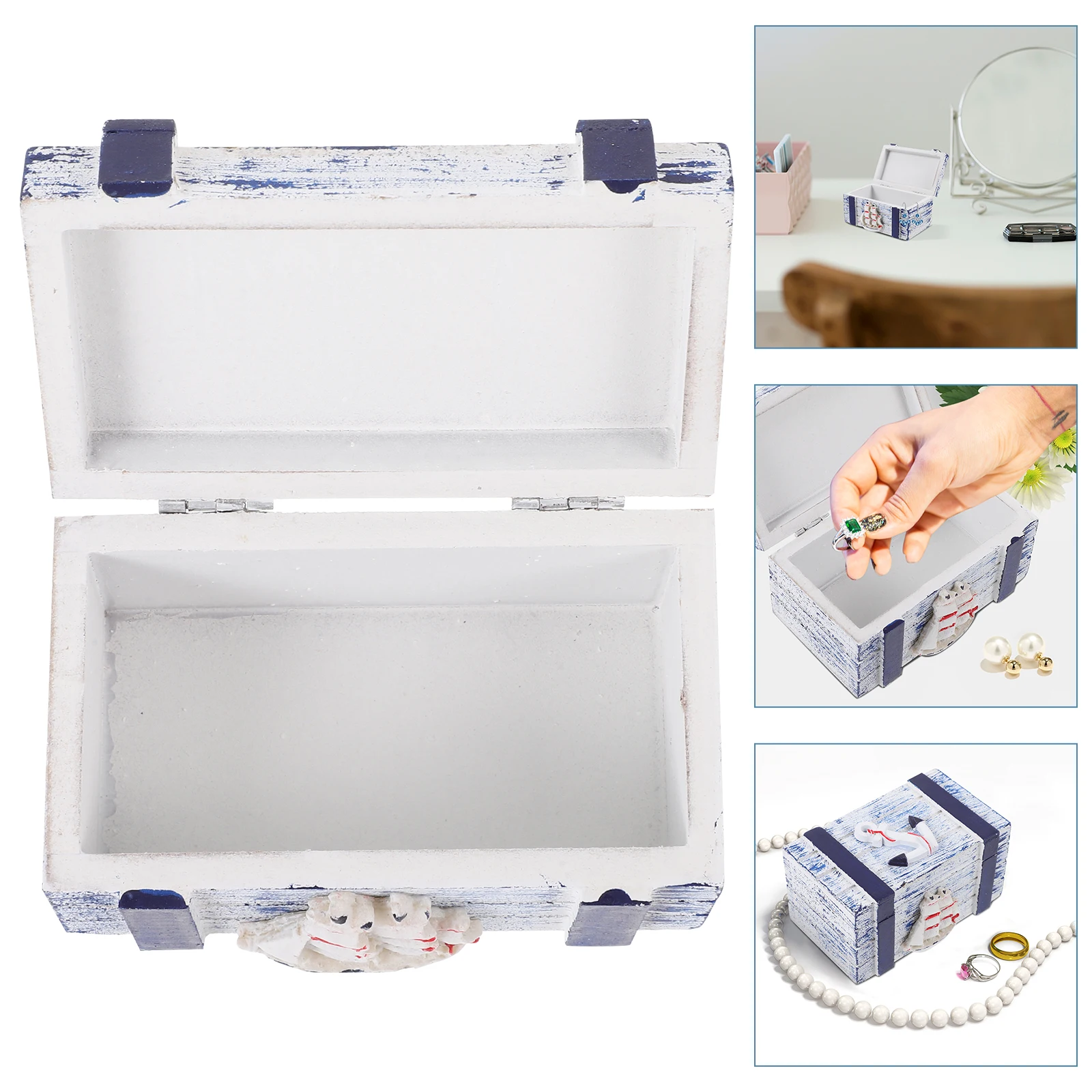 

Wooden Jewelry Box Large Capacity Earring Ring Pendant Organizer Desktop Storage Case For Home Bedroom Trinket Box Wooden