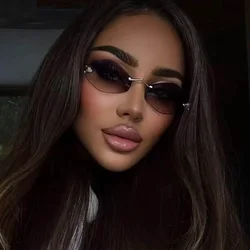 Fashion Diamond Shaped Personalized Sunglasses 2025 New Sunscreen Trend Small Rimless Sunglasses