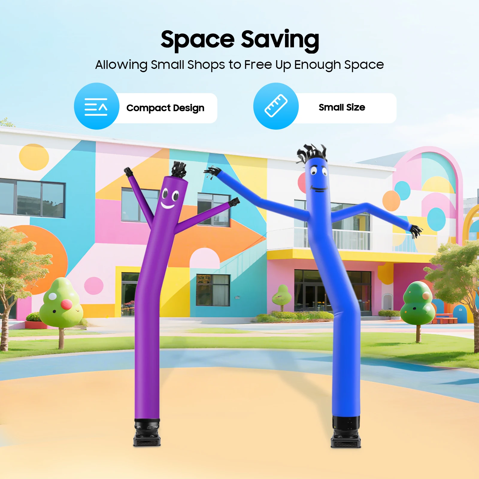 نفخ أنبوب رجل منفاخ الهواء 18 "أنبوب رجل دمية منفاخ تحلق راقصة مروحة 0.7HP مروحة بالون قابلة للنفخ لأنبوب يلوحون أحمق