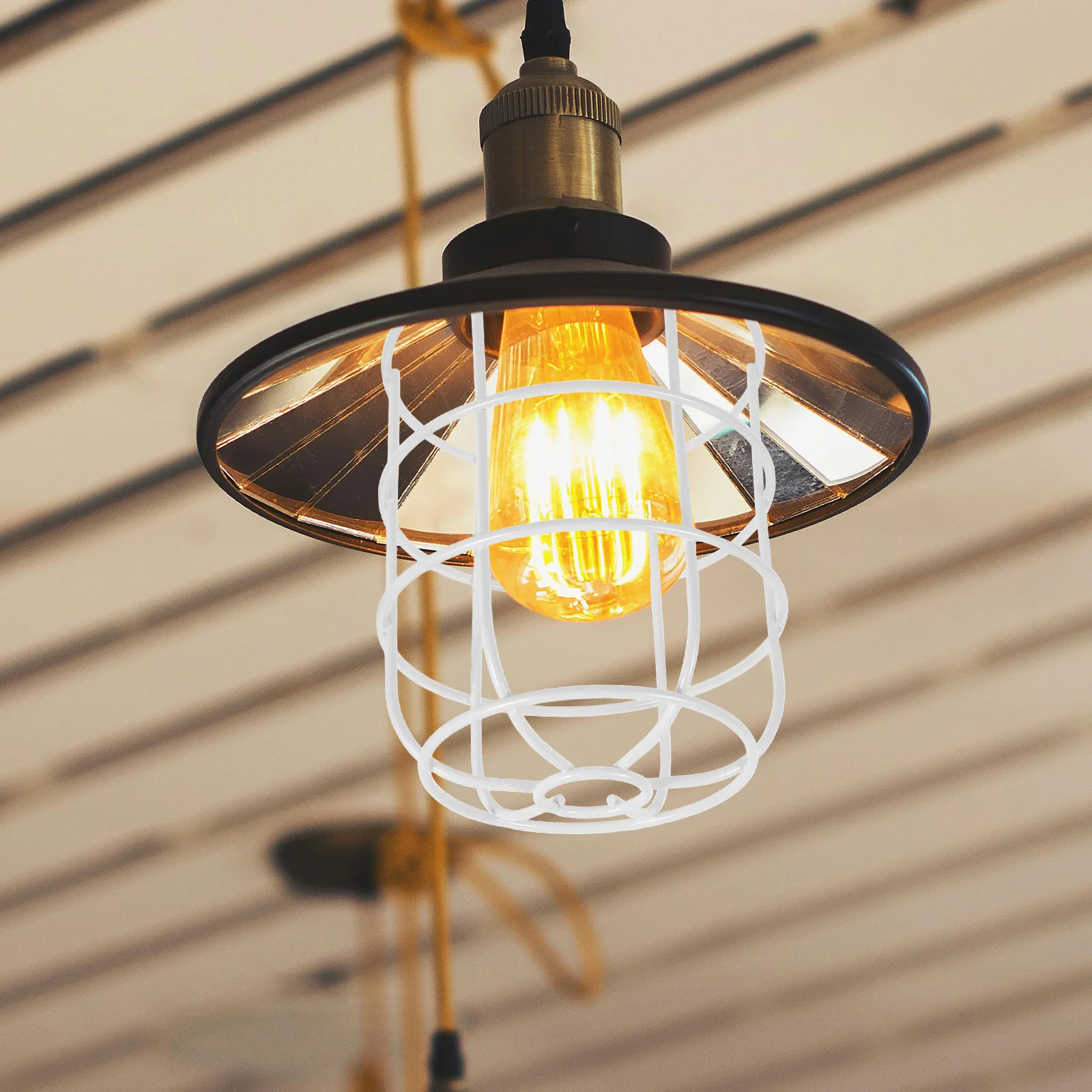 

Explosion-Proof Lampshade Frame Metal Iron Diy Holder For Ceiling Pendant Lights Sturdy Cage Cover Outdoor Lighting