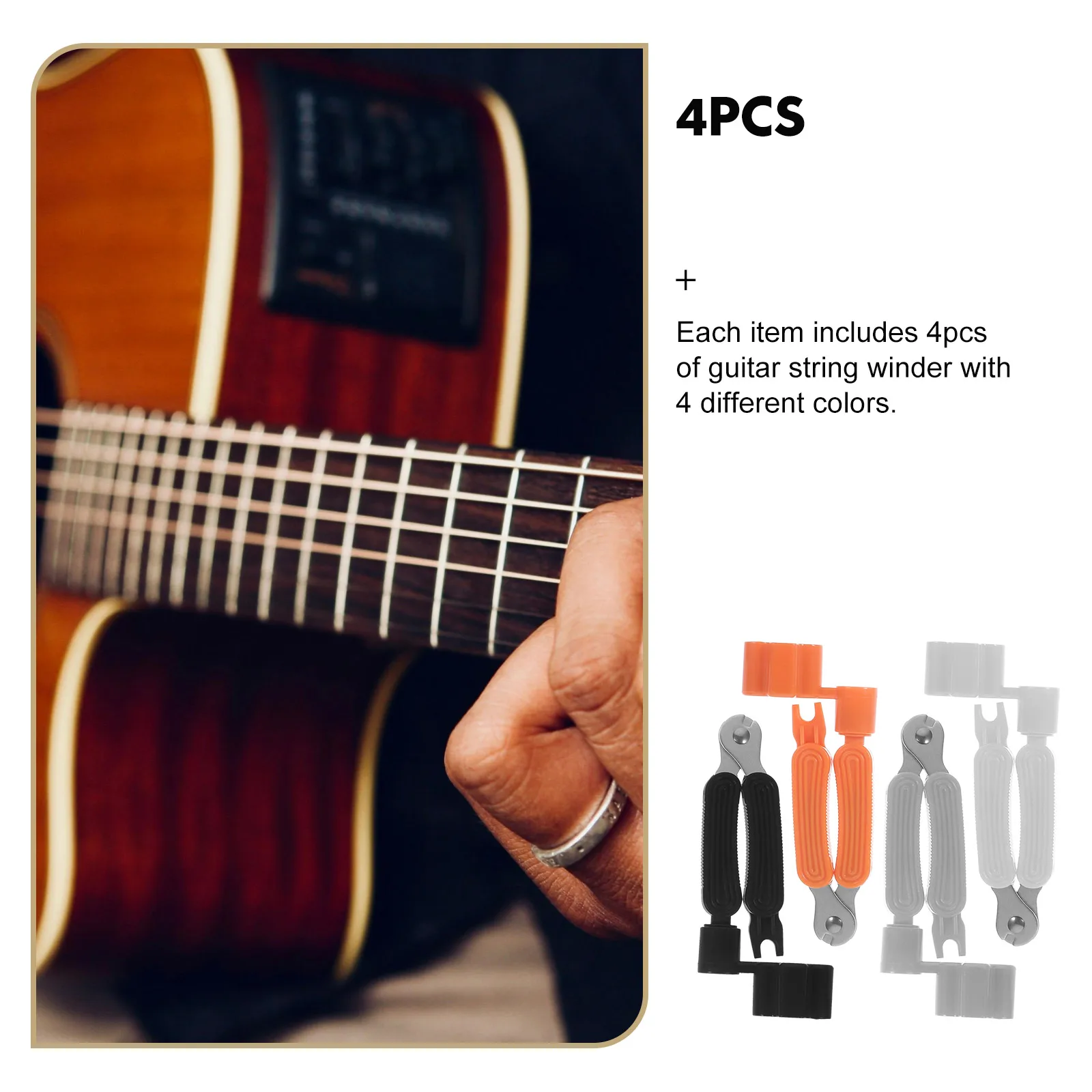 

4Pcs Guitar String Winder 3 in 1 Multi Purpose String Cutter Bridge Pin Puller Plastic Repair Tool Bridge Pin Puller