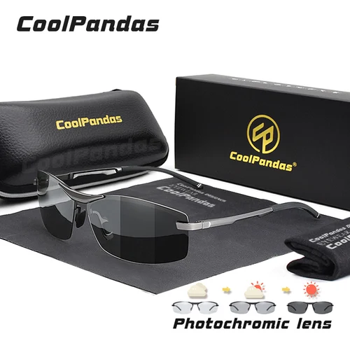Imagen 1 del producto Gafas de sol fotocromáticas de aluminio de marca para hombre, Gafas polarizadas para conducir de día y noche, Gafas de sol camaleón antideslumbrantes, zonnebril heren