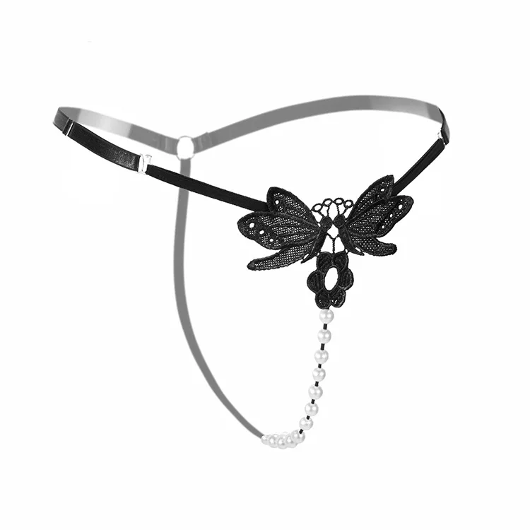Sous-vêtements luxueux brodés de perles pour femmes, string de tentation Transparent, taille basse, taille réglable, tête de pantalon en T