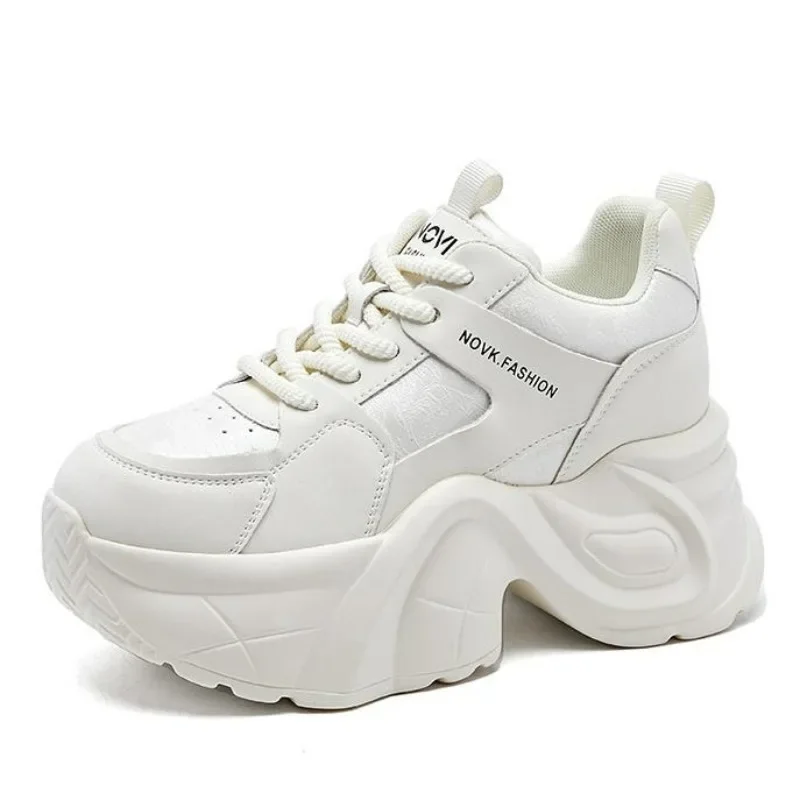 

Модные осенние женские сандалии из натуральной кожи 9 см, удобные вулканизированные массивные кроссовки на танкетке, весенняя дышащая обувь на полой платформе