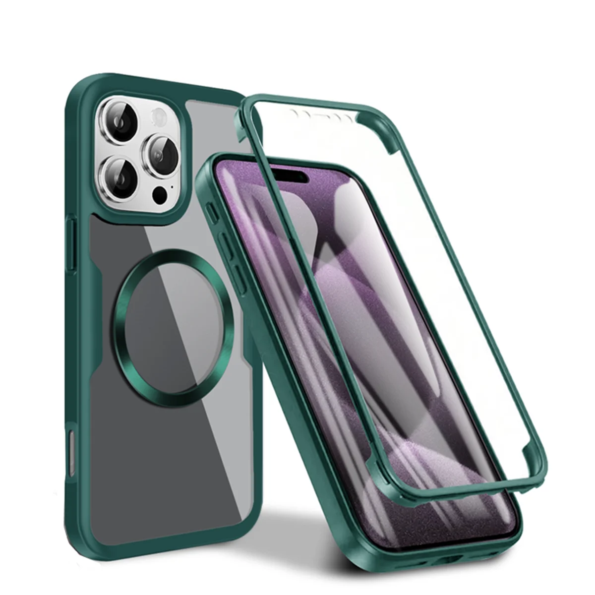 Double Sided Touch Screen Protection Phone Case for iPhone 16 15 Plus 14 Pro Max 13 12 11 Magnetic Suction MagSafe Clear Cases