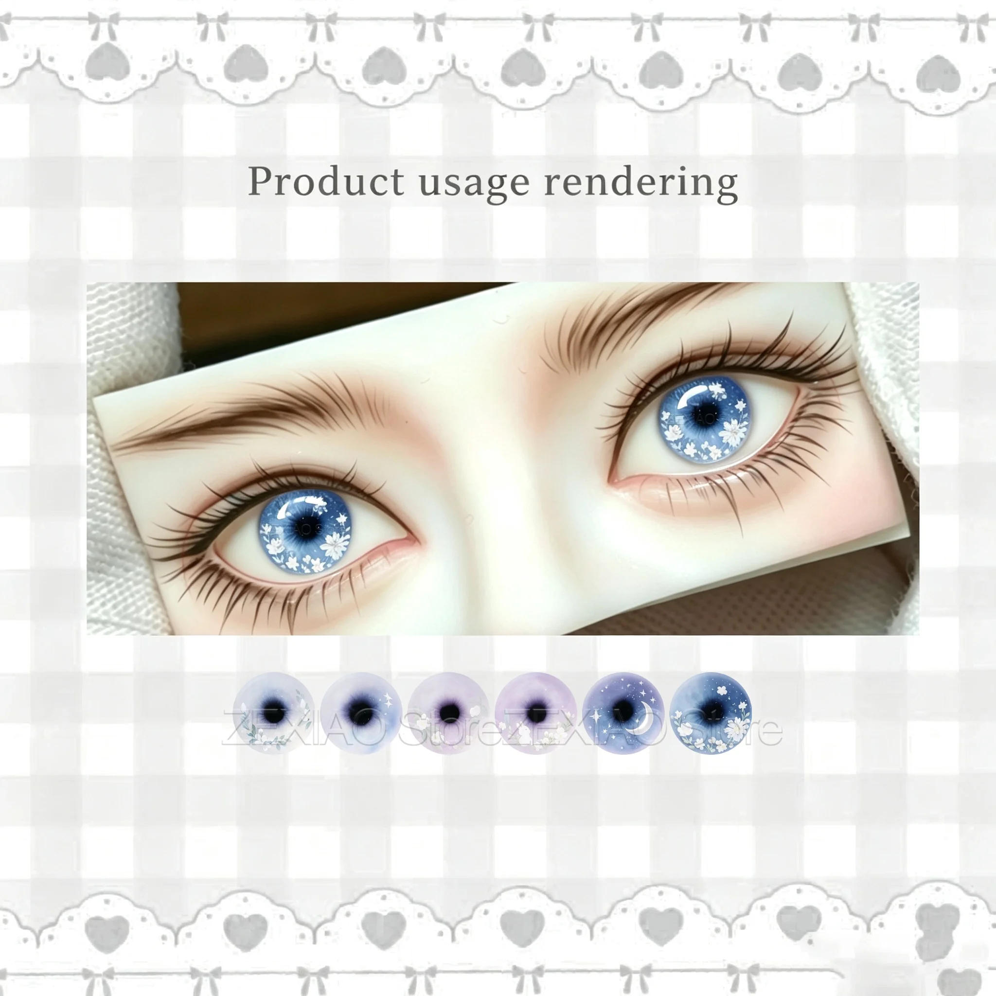 6 Pairs Blyth Doll Eyes Chips BJD Cute Animal Flower Pattern Toy Anime Glass Eyes DIY Jewelry Making Supplies Wholesale MS009