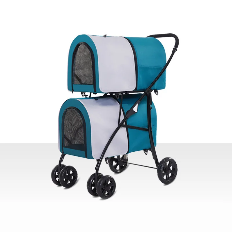 

Double-layer pet cart Large space Medium and large dog scooter Dog walking cart Folding outdoor handbag removal