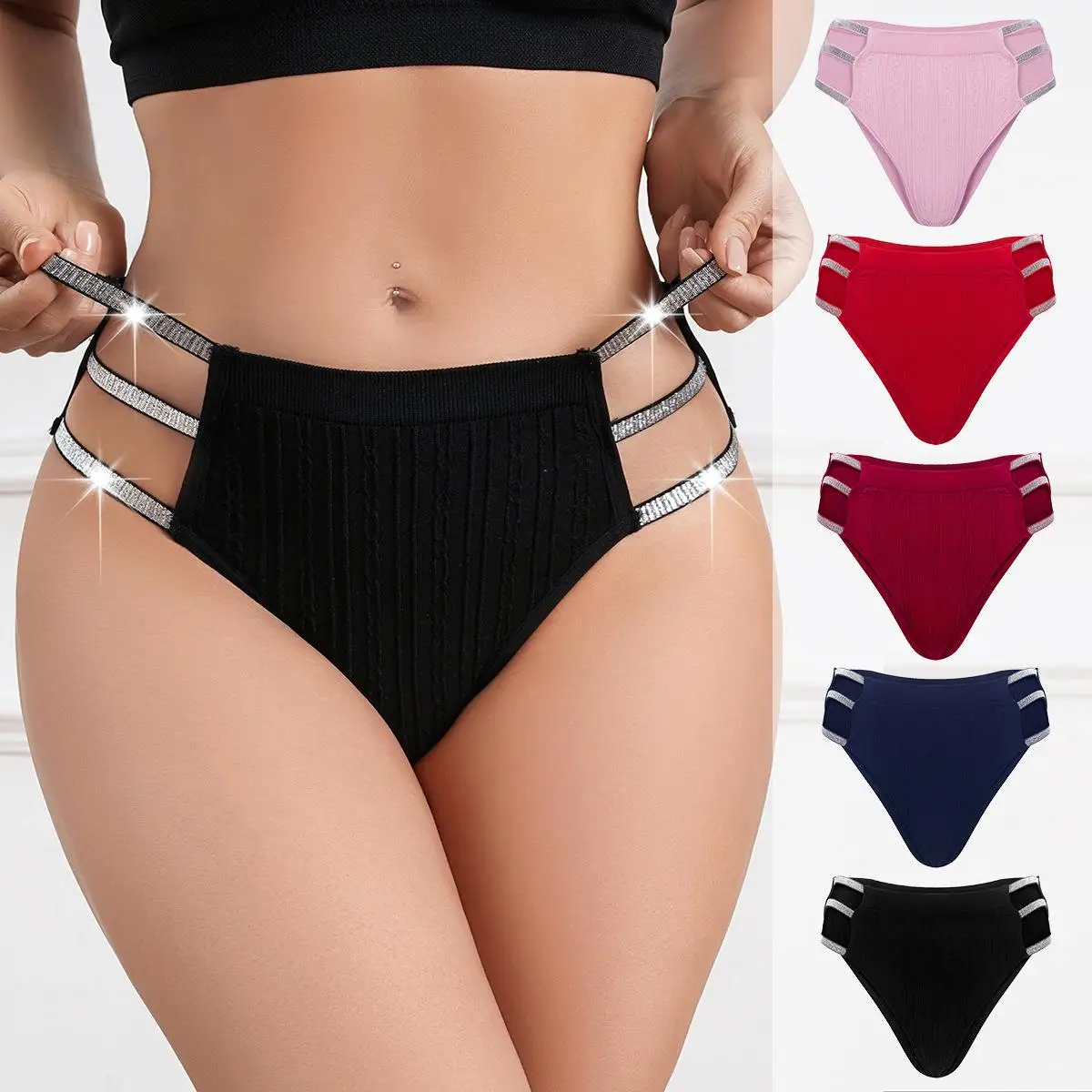 

Women's Seamless Knitted Briefs Comfortable Butt Covering Elastic Thread mid Waist Pants Underwear Seven Sleeve Length