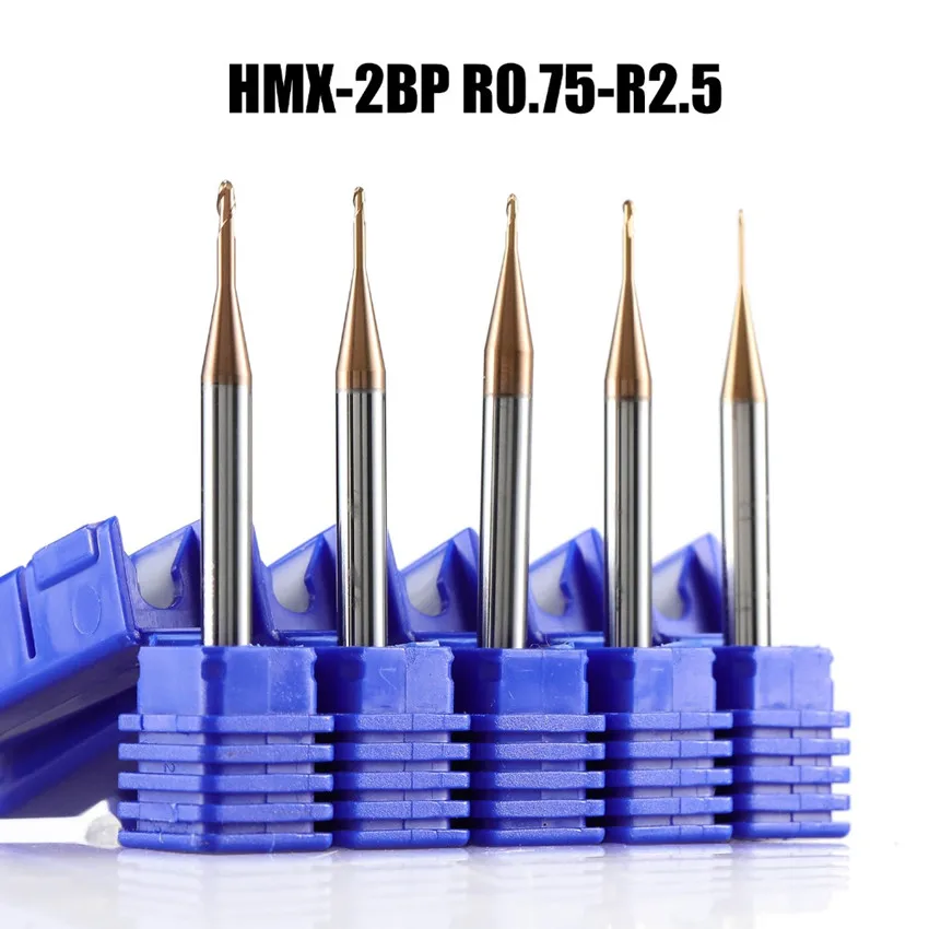 HMX-2BP-R0.3-M08 ZCC.CT HMX-2BP Two edge straight shank long neck short edge ball end mill 2 Flutes Ball Nose End Mill End Mills