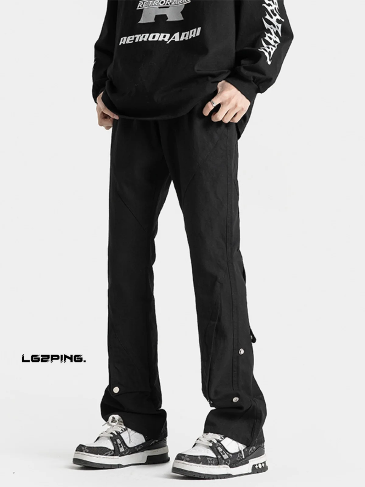 

American Sle Slim Fit Bell Bot Work Pants Men's High Street Design Casual Loose Versatile Autumn Faion Youth Cotton Po...